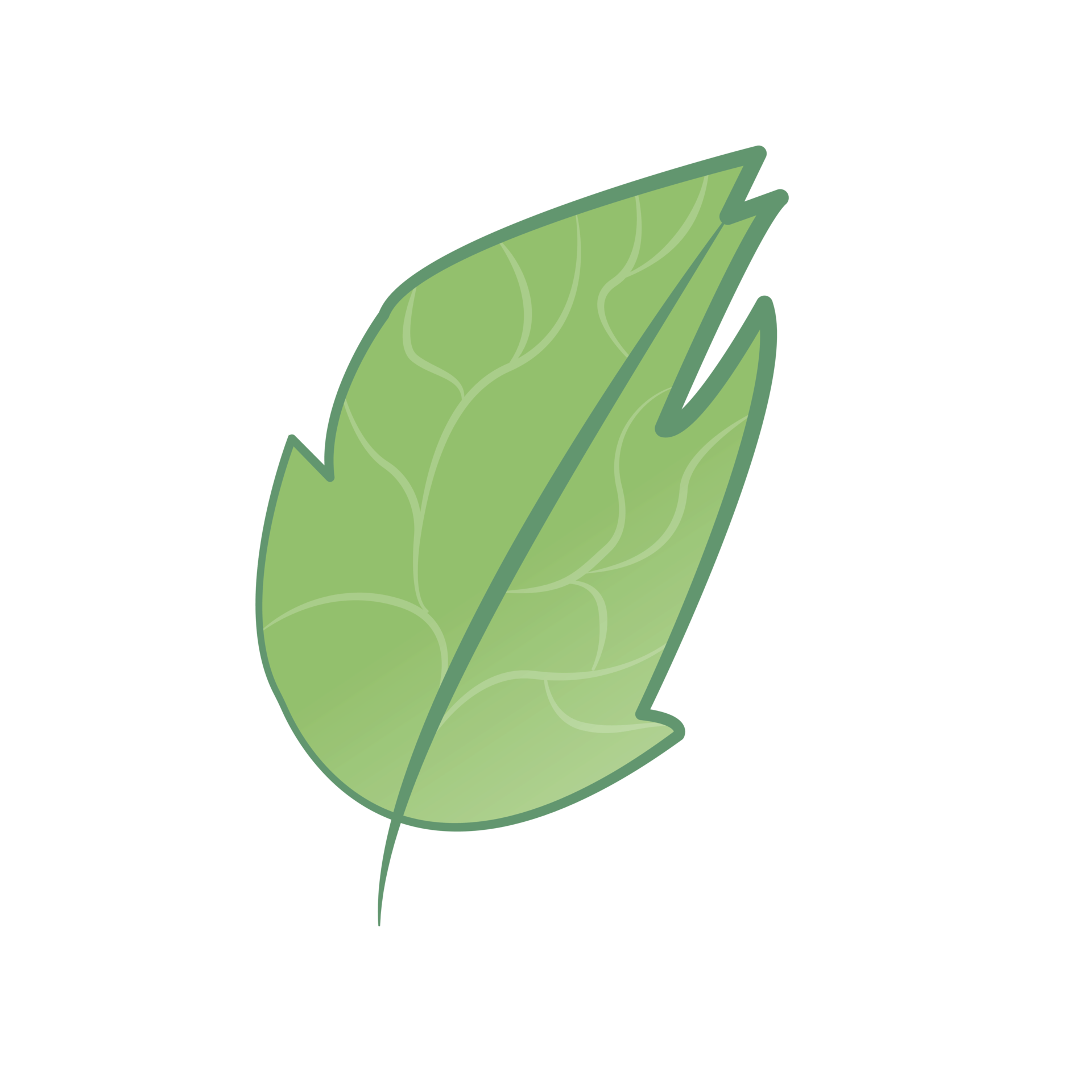 Image of a graphic Element of an full colour green leaf tied to the Atikameksheng Trust brand